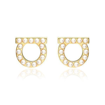 SALVATORE FERRAGAMO Ohrringe Gan Cini Kristall Perle Damen Ohrringe 76 0125 0696581 136079486 [P]