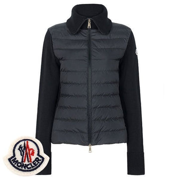 Moncler Black Wool Knit Mix Goose Down Zip Jacket 9B00020 M1131 999 153460090 [P]