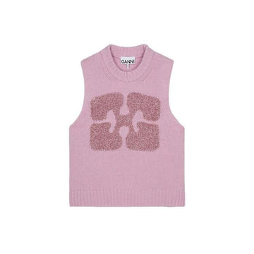 Ganni Women's Graphic Wool Mix Knit Vest Pink 94498946 [P]