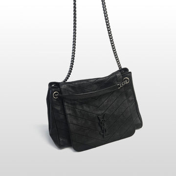 Saint Laurent Black 589299 Lambskin Nolita MM Chain Shoulder Bag 159124651 [P]