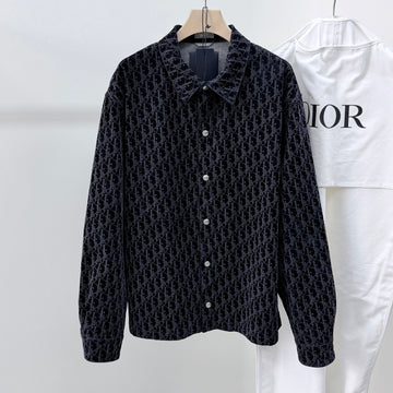 Dior Oblique Velvet Denim Shirt Jacket Black 50 159125725 [P]