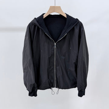 PRADA リナイロンリバーシブルフードジャケット ブラック 159125750 [P]