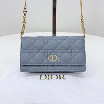Dior Carlo Leather Chain Pouch Bag Handbag Blue 159127153 [P]