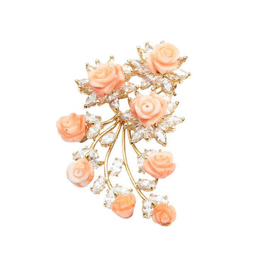 Other Brand Coral Rose Crystal Bouquet Brooch 159136025 [P]