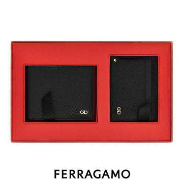 SALVATORE FERRAGAMO 男性用ガンチーニ二つ折り財布とカードケースセット 780706 001 154037246 [P]