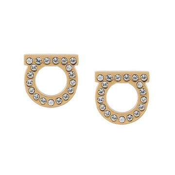 SALVATORE FERRAGAMO 26SS Gancini Stud Kristall Kleine Ohrringe Gold 76-0123 0696576 151630884 [P]