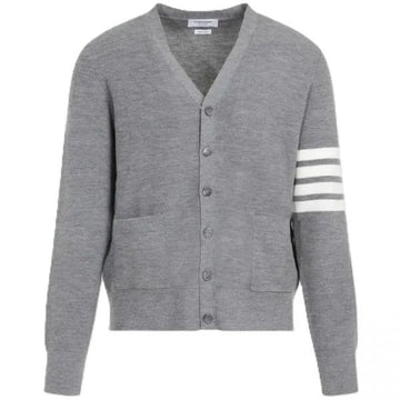 THOM BROWNE 4-Streifen feine Merinowolle Waffle Hoher V-Ausschnitt Cardigan 055 115572109 [P]