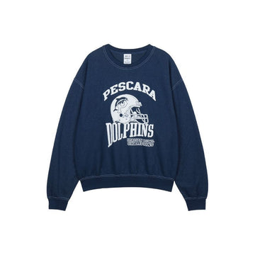 WILD DONKEY Unisex Pescara Dolphin Crewneck Sweatshirt Dyed Navy FG-PESCARA 148680302 [P]