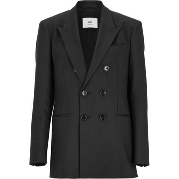 AMI Schwarze Woll-Doppelreiherjacke 149852911 [P]