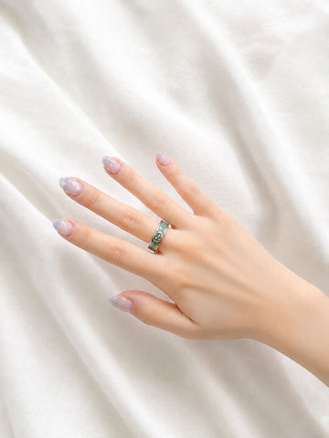 GUCCI Ring mit verwobenen G in Silber und türkisfarbener Emaille 645573 159160766 [P]