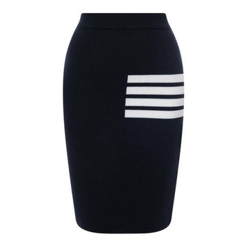 THOM BROWNE Merinowoll-Bleistiftrock mit 4-Streifen-Linkstich FKK061A 00014 415 136119244 [P]