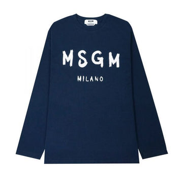 MSGM Bürstetes Logo Langarm-T-Shirt 3540MM511 237798 89 105764957 [P]
