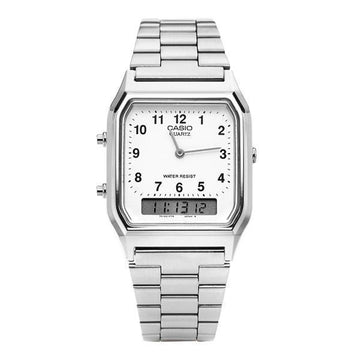 Casio AQ-230A-7BHDF Square Digital Analog Dual Time Metal Watch 40559349 [P]