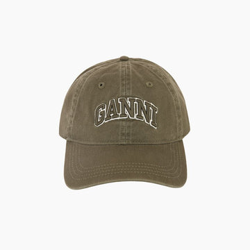 GANNI Logo-Stickerei Canvas Kalamata Khaki Baseball Cap 159162688 [P]