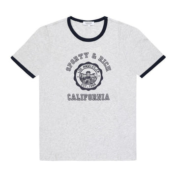 SPORTY & RICH HEATHER GRAY/DARK NAVY ユニセックス 半袖Tシャツ 151109403 [P]