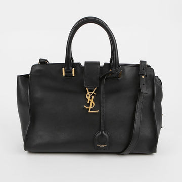 SAINT LAURENT モノグラムカバススモールレザートートバッグブラックゴールド 158667309 [P]