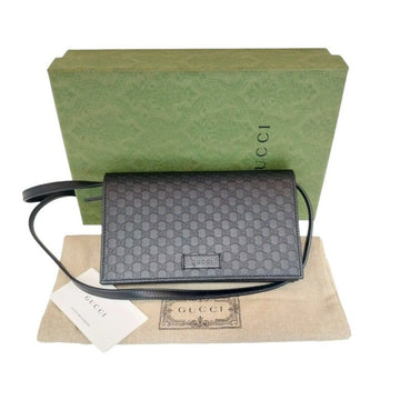 GUCCI ブラック GG マイクロシマ ミニレザー クロスバッグ 466507 WOCミニバッグ 159171023 [P]