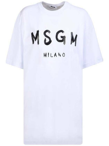 MSGM ロゴ入りブラッシュド半袖ワンピース 133040132 [P]