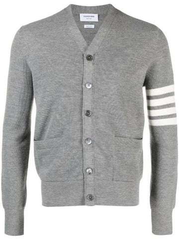 Thom Browne 4-Bar Stripe Fine Merino Waffle High V-Neck Cardigan 133071787 [P]
