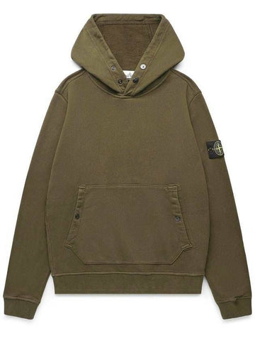 Stone Island Brushed Cotton Fleece Snap Hoodie Sweatshirt Regular Fit 791561720 V0058 133071947 [P]