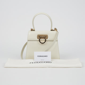 SALVATORE FERRAGAMO Klein Ledertote Schultertasche Weiß 158675615 [P]