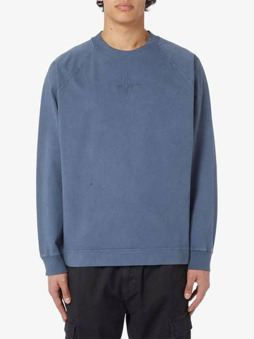 STONE ISLAND Old Treatment Consistent Baumwoll-Jersey Crewneck Sweatshirt Effekt Kleidung Färbung Kompass Logo-Schriftzug Logo-Stickerei 133074999 [P]
