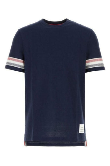 THOM BROWNE トリミングテクスチャーコットン半袖Tシャツ 142313642 [P]