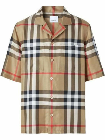 BURBERRY ショートスリーブ チェック シルク シャツ 8050279 142645717 [P]