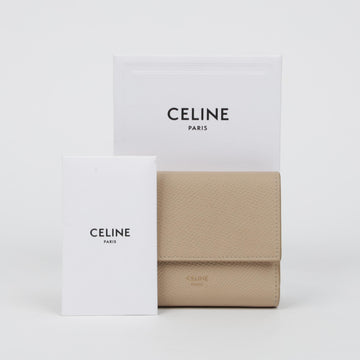 Celine Tri-Fold Small Grain Calfskin Wallet Pebble 159047692 [P]