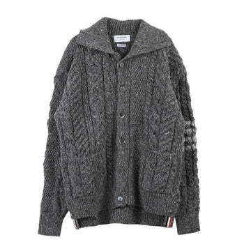THOM BROWNE 斜めモックネックウールカーディガン 118779681 [P]