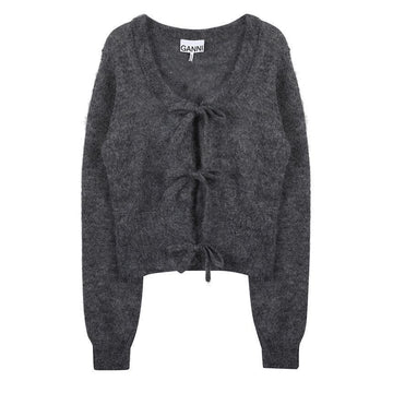 GANNI Leichte Mohair-Krawatten-Schnürung Damen Cardigan 124442519 [P]