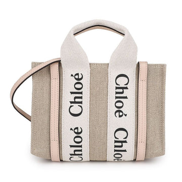 CHLOE Damen Leinen Woody Mini Tote Tasche 135587853 [P]