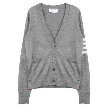 THOM BROWNE ウール 4-バー リラックスド Vネック カーディガン 145899379 [P]