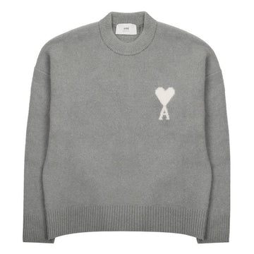 AMI Grauer Alpaka-Kreuzhals-Pullover 148553880 [P]