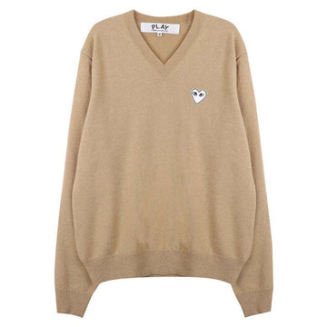 Comme Des Garcons White Heart V-Neck Knit 150941675 [P]