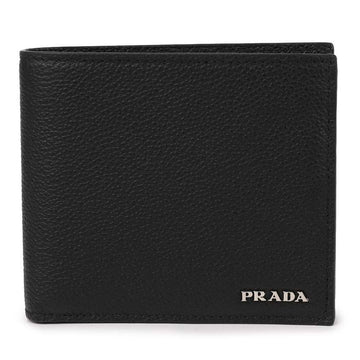 Prada Silver Logo Vitello Micro Grain Bifold Wallet 150946702 [P]