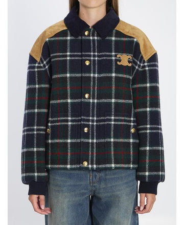 Celine Triomphe Boucle Jacket in Tartan Wool 151055064 [P]