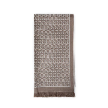 Salvatore Ferragamo Gancini Jacquard Pattern Wool Fringe Women's Scarf 32 7955 0736640 49291376 [P]