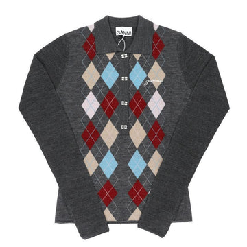GANNI Strick K2601 920 Argyle Jacquard Polo Damenpullover 148554000 [P]