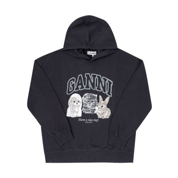Ganni Hooded T4270 252 Isoli Animal Logo Print Cropped Women's Hoodie 143022628 [P]
