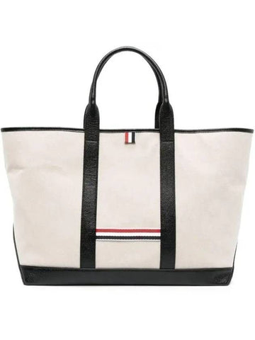 THOM BROWNE Baumwoll-Canvas-Leder Medium Tool Tote Bag 151103286 [P]