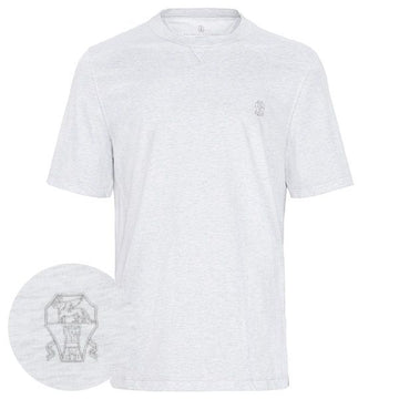 Brunello Cucinelli Gray Logo Embroidered T-Shirt 155888761 [P]