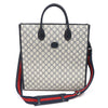 Gucci Beige Blue GG Supreme Canvas Interlocking G Medium Tote 2WAY 674155 159183761 [P]