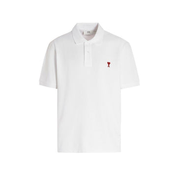 AMI Heart Small Logo Polo T-Shirt White 26SS BFUPL001 760 100 158346231 [P]