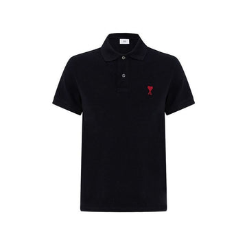AMI Heart Small Logo Polo T-Shirt Black 158346229 [P]