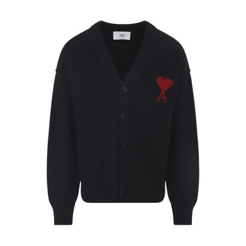 AMI Wool Cardigan with Heart Logo Black 26SS 009 158346212 [P]