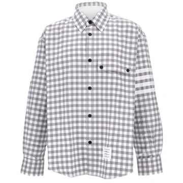 THOM BROWNE ギンガムチェックフランネル4バーオーバーサイズシャツ 148814894 [P]