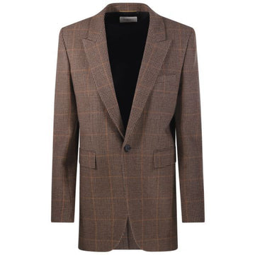 SAINT LAURENT チェックウール＆カシミヤブレザー 148168887 [P]