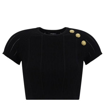 BALMAIN 3ボタン ファイン ニット トップ 125076678 [P]