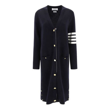 THOM BROWNE Wool Milano Stitch 4-Bar V-Neck Long Cardigan 114984142 [P]